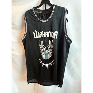 Black Panther T'Challa "Wakanda" Throwback Black Basketball Jersey Size XL Power